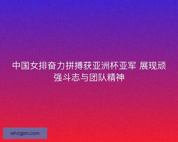 中国女排奋力拼搏获亚洲杯亚军 展现顽强斗志与团队精神