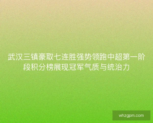 武汉三镇豪取七连胜强势领跑中超第一阶段积分榜展现冠军气质与统治力